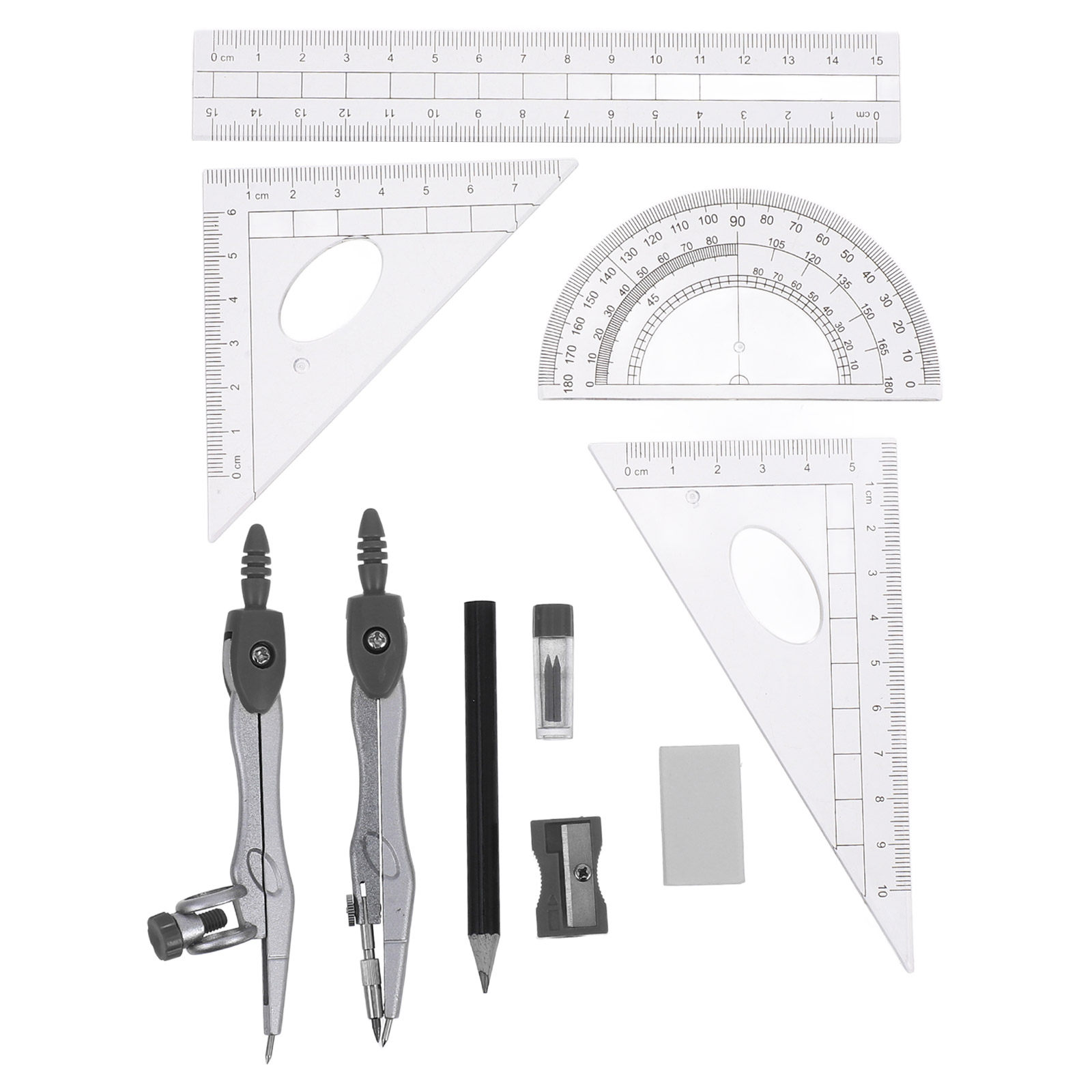 Math Geometry Set With Compass - 1Set Geometry Drawing Set with Protractor