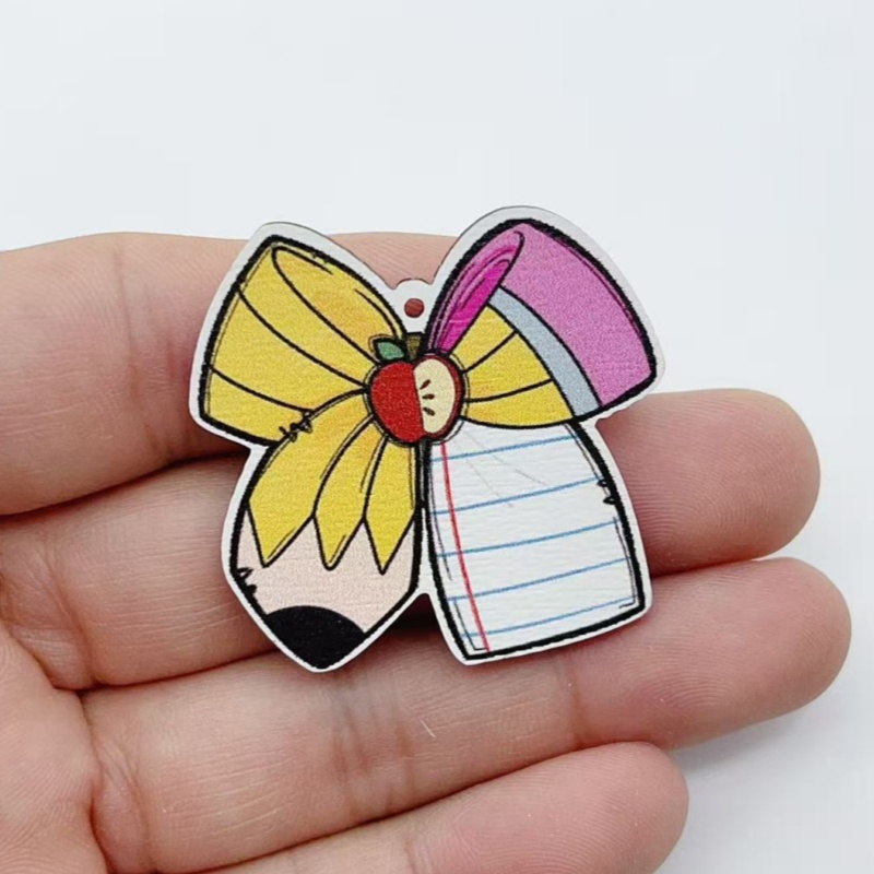 10Pcs Printed Wooden Pendants  - Stationery 评论和价格