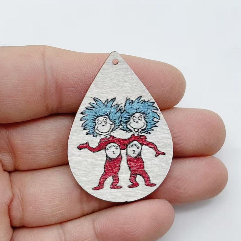 10Pcs Printed Wooden Pendants  - Stationery 评论和价格