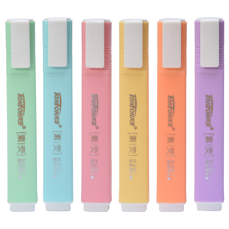 6 Pcs/set Flat Shape Pale Colo - Pastel Highlighter Set Double Ended 评论和价格