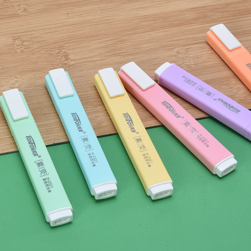 6 Pcs/set Flat Shape Pale Colo - Pastel Highlighter Set Double Ended 评论和价格