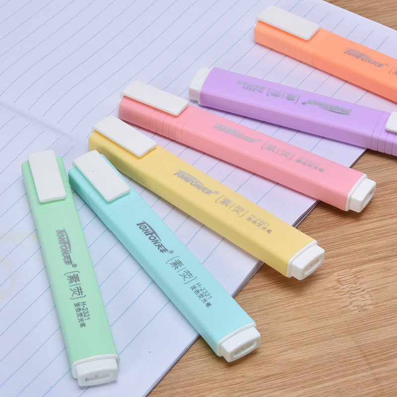 6 Pcs/set Flat Shape Pale Colo - Pastel Highlighter Set Double Ended 评论和价格